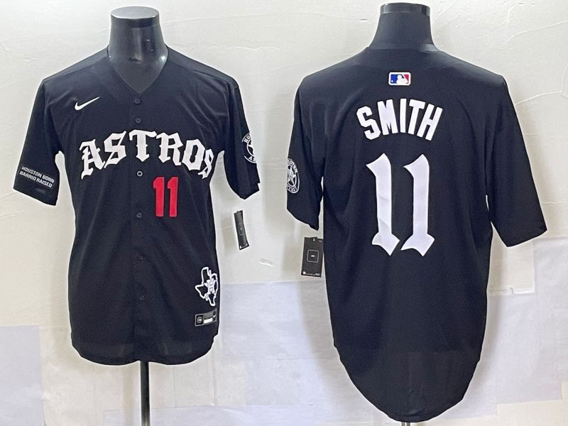 Men 2025 Houston Astros #11 Smith Black Seven generations Joint Name Nike MLB Jersey style 7045